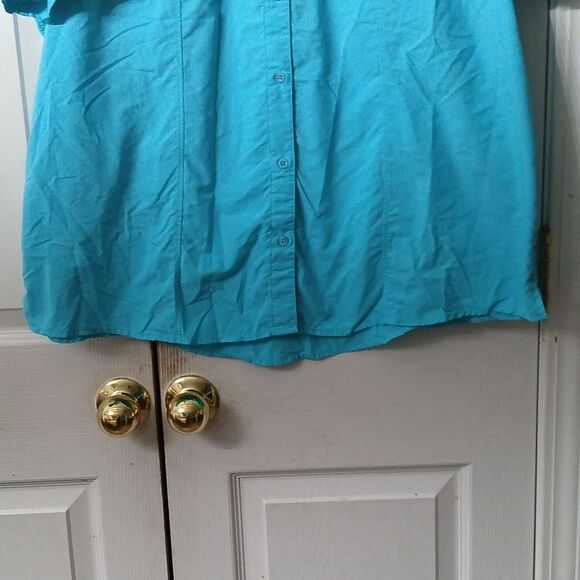 Magellan Outdoor Fish Gear Relaxed Fit turquoise button down shirt  Sz 2X - Picture 2 of 6
